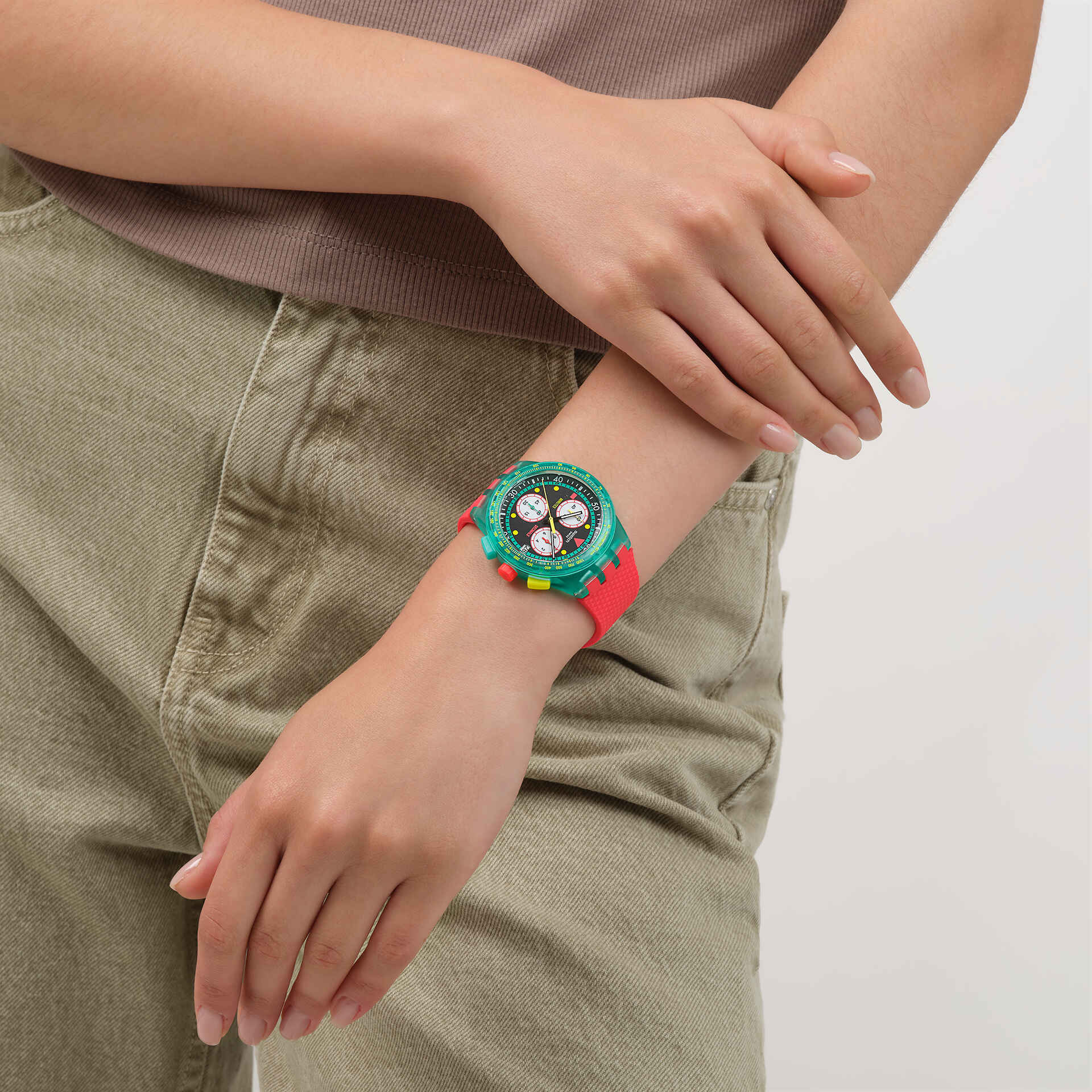 "SWATCH NEON EMERALD CHRONO" Gallery Image #1